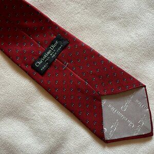 Red Christian Dior Monsieur Necktie Mens Vintage Silk Geometric Tie